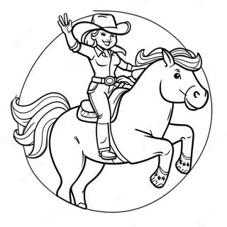 Cowgirl Jessie Riding Bullseye Coloring Page | Jessie from Disney Channel coloring page