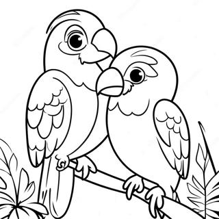 Exotic Tropical Birds Coloring Page | Bird for Adults coloring page