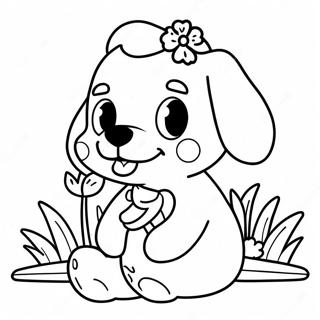 Cute Maggie with a Flower Coloring Page | Maggie coloring page