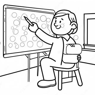 Creative Teacher in Classroom Coloring Page | Teacher for Adults coloring page