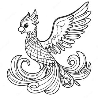 Majestic Phoenix Rising Coloring Page | Phoenix coloring page