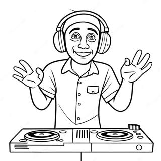 DJ Musikman Dansande Färgläggningssida | Hur Lång Är DJ Music Man målarbild