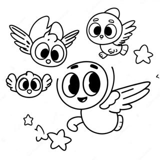 Top Wing Characters Flying Coloring Page | Top Wing coloring page