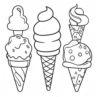 Colorful Drippy Ice Cream Cone Coloring Page | Drip Effect Drippy coloring page