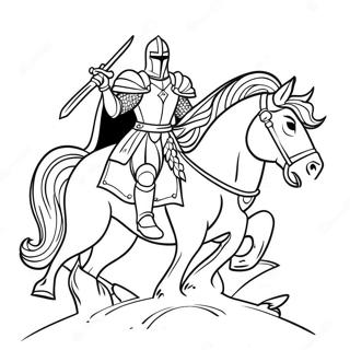 Fearsome Black Knight on Horse Coloring Page | Black Knight coloring page