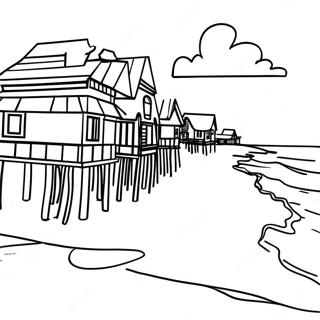 OBX Beach Scene Coloring Page | OBX coloring page