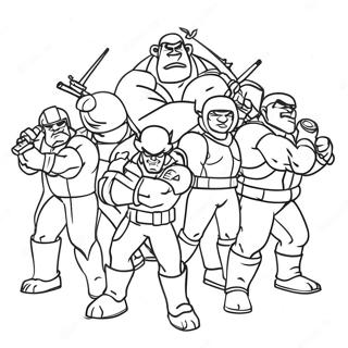 WOF Characters in Action Coloring Page | WOF coloring page