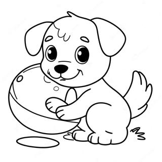 Adorable Puppy Playing with Ball Coloring Page | Easy Cute Puppy coloring page