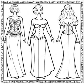 Elegant Paper Doll Template Coloring Page | Paper Doll Template coloring page