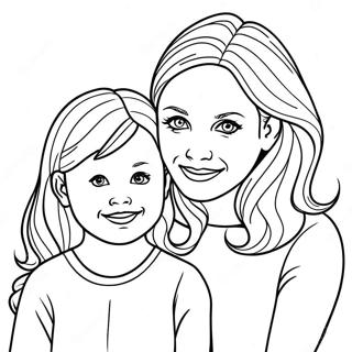 Pagina da Colorare di Mamma e Figlia | pagina da colorare Mamma e Figlia