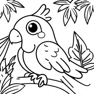 Colorful Parrot in the Jungle Coloring Page | Jungle Animal coloring page