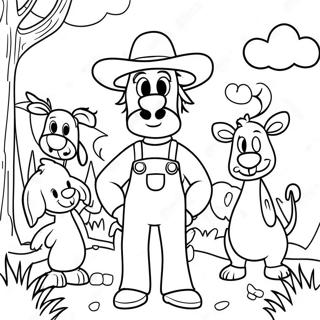 Old MacDonald with Happy Animals Coloring Page | Old MacDonald coloring page