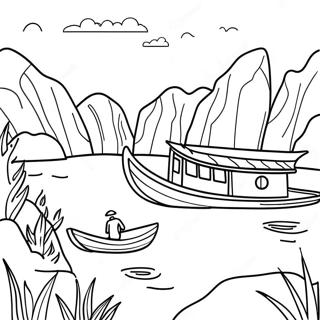 Vietnam Landscape Coloring Page | Vietnam coloring page