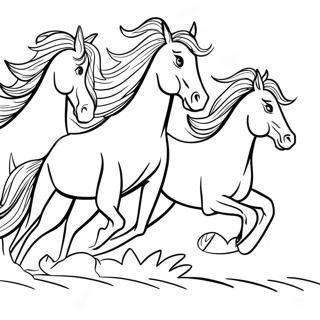 Majestic Horses Running Free Coloring Page | Horse Herd coloring page