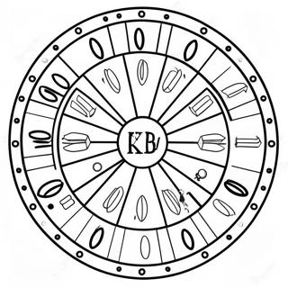 Page à colorier plateau de jeu de la roue de la fortune | Page de coloriage Roulette de la Fortune