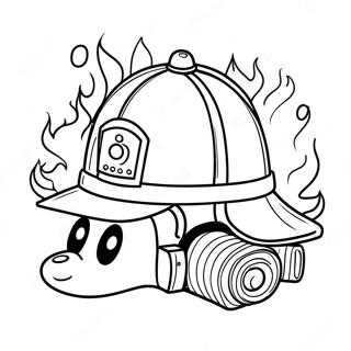 Cute Fireman Hat with Fire Truck Coloring Page | Fireman Hat coloring page