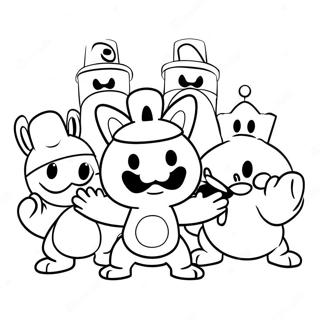 Mario Rabbids Characters Coloring Page | Mario Rabbids coloring page