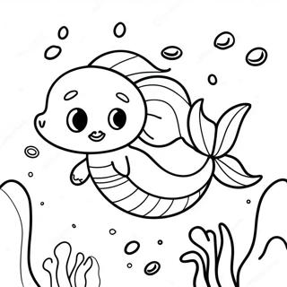Merpup Swimming in Colorful Ocean Coloring Page | Merpup coloring page