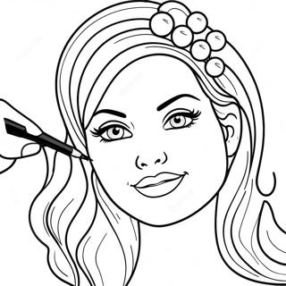 Barbie Make Up Artist Färgläggningssida | Barbie Makeupartist Skissset målarbild