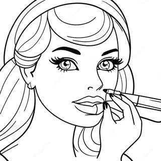 Barbie Glamourös Make Up Artist Färgläggningssida | Barbie Makeupartist Skissset målarbild