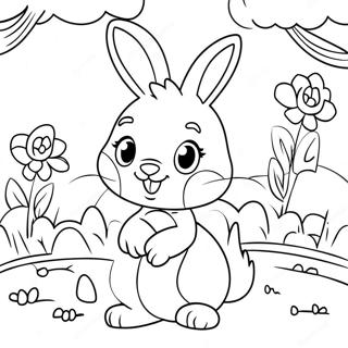 Cute Rebecca Rabbit in a Garden Coloring Page | Rebecca Rabbit coloring page