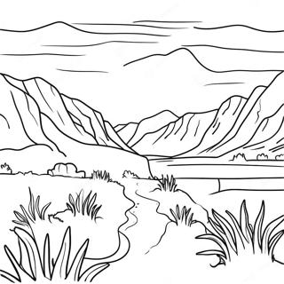Beautiful Wyoming Landscape Coloring Page | Wyoming coloring page