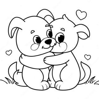Cute Hugging Animals Coloring Page | Hug coloring page