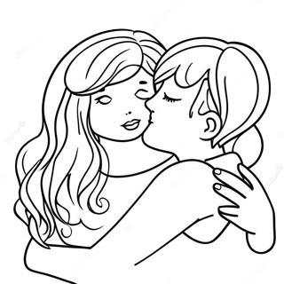Warm Embrace Between Friends Coloring Page | Hug coloring page