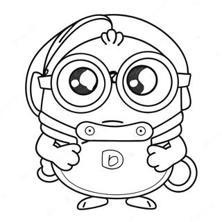 Funny Minion Kevin with Glasses Coloring Page | Minion Kevin coloring page