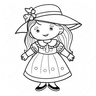 Madeline in a Colorful Dress Coloring Page | Madeline coloring page