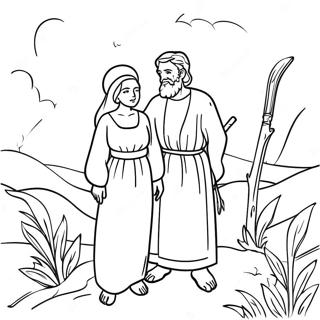 Abraham and Sarah Biblical Scene Coloring Page | Abraham and Sarah coloring page