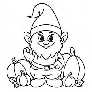 Cute Thanksgiving Gnome with Pumpkin Coloring Page | Thanksgiving Gnome coloring page