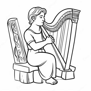 David Playing Harp Coloring Page | David and Saul coloring page