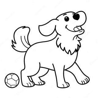 Happy Golden Retriever Playing with Ball Coloring Page | Golden Retriever coloring page