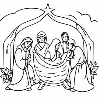 Manger Scene Coloring Page | Manger coloring page