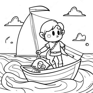 Link Sailing on the Ocean Coloring Page | Wind Waker coloring page