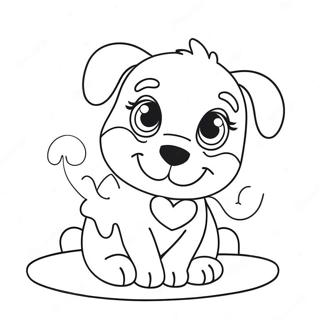 Valentine Cute Puppy Coloring Page | Valentine Animal coloring page