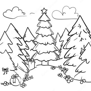 Christmas Tree Farm Scene Coloring Page | Christmas Tree Farm coloring page