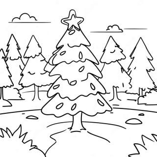 Festive Christmas Tree Farm Coloring Page | Christmas Tree Farm coloring page