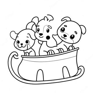 Cute Puppies Pulling a Sled Coloring Page | Dog Sled coloring page