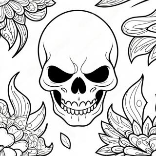 Angry Flaming Skull Coloring Page | Flaming Skull coloring page