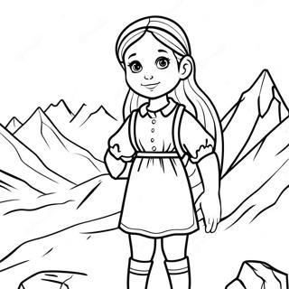 Heidi in the Swiss Alps Coloring Page | Heidi coloring page