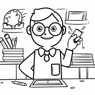 Silly Teacher in Class Coloring Page | Goofy Classroom coloring page