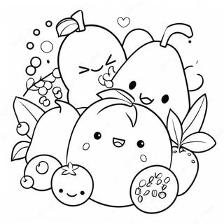 Cute Chibi Fruits Coloring Page | Food Chibi coloring page
