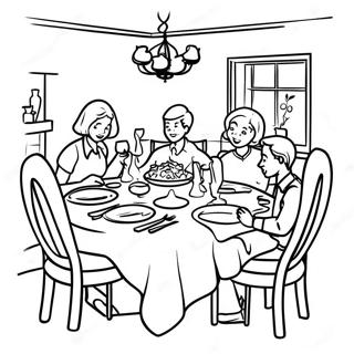 Family Dinner Table Coloring Page | Family Dinner coloring page