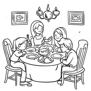 Cozy Family Dinner Scene Coloring Page | Family Dinner coloring page