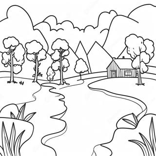 Scandinavian Landscape Coloring Page | Scandinavian coloring page