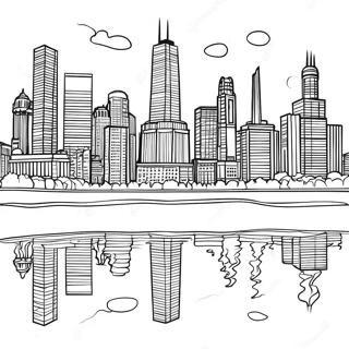 Chicago Skyline Coloring Page | Illinois coloring page