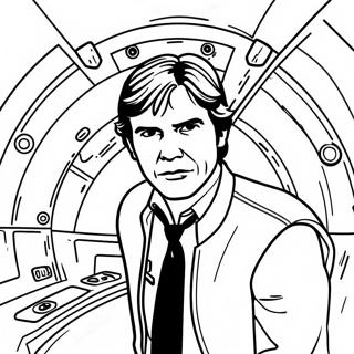 Han Solo in the Millennium Falcon Coloring Page | Han Solo coloring page