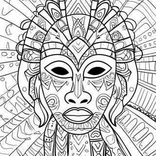 Colorful African Tribal Mask Coloring Page | African Mask coloring page